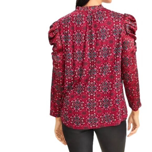 LOFT Red Floral Blouse - Picture 3 of 3